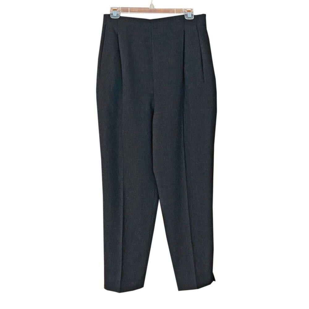 Vintage Amber Stone Petite Pleated Tapered Pants Size 10P Charcoal Gray Wool